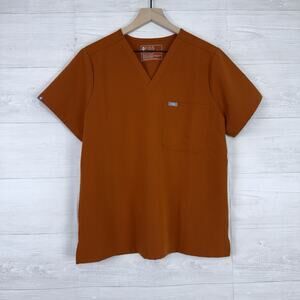 NEW Figs Catarina Scrub Top Women L Dirty Chai Orange Nurse Medical PO 5855 Fall